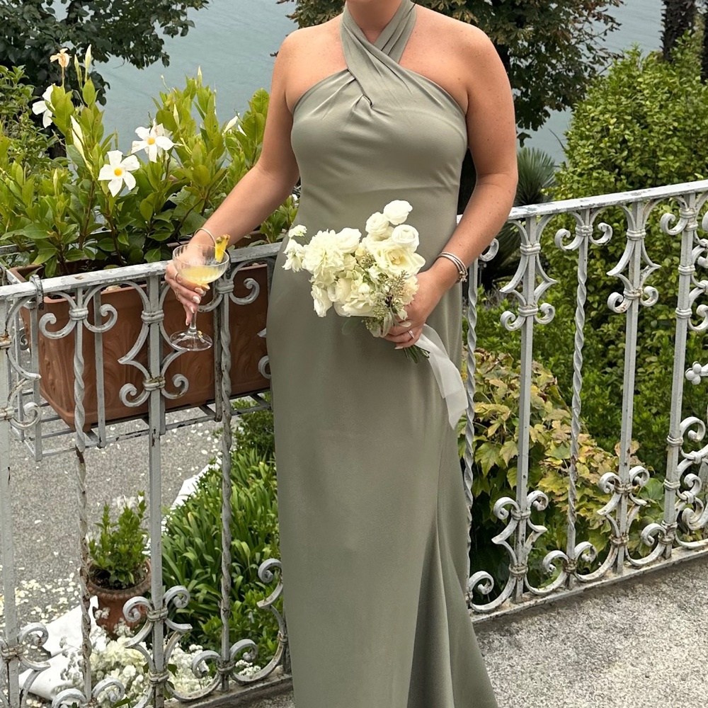 TWIST HALTER SATIN GOWN